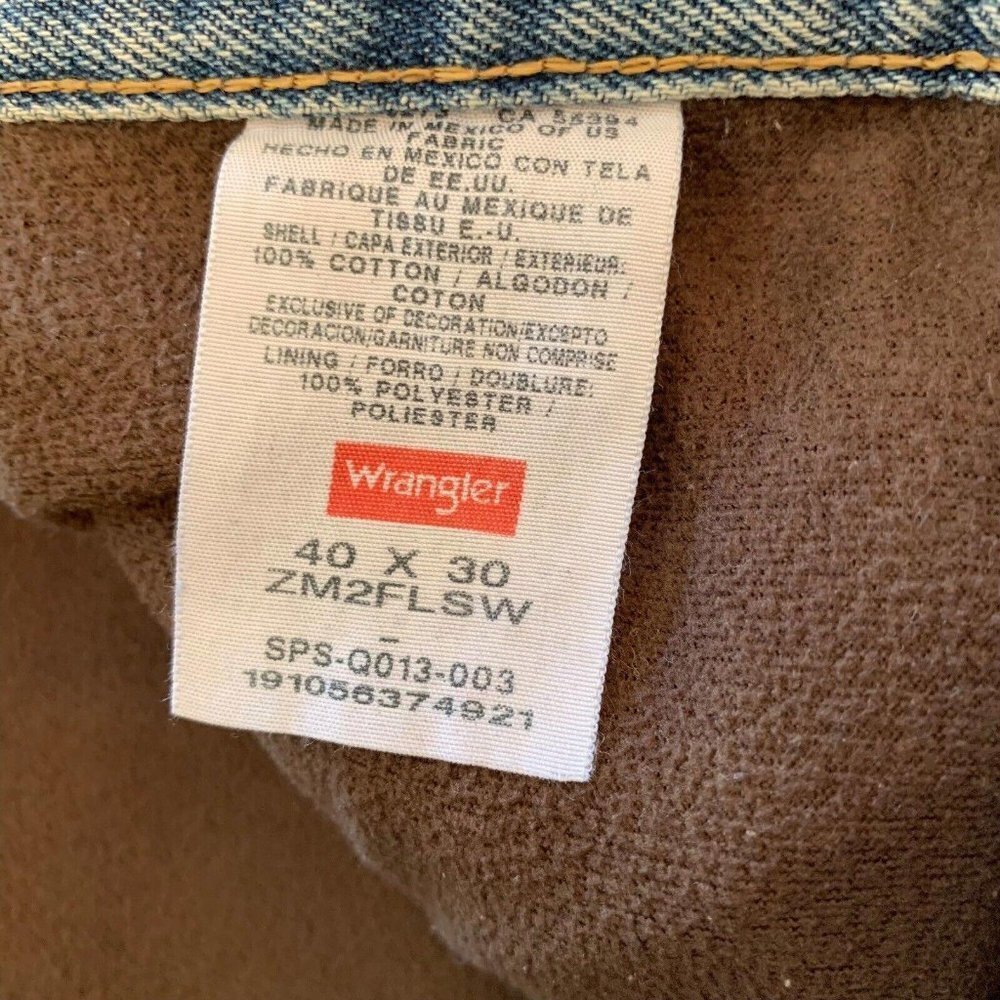 Wrangler Authentics Mens Fleece Lined Insulated Warm Blue Jeans Size 40x30 - Picture 8 of 9